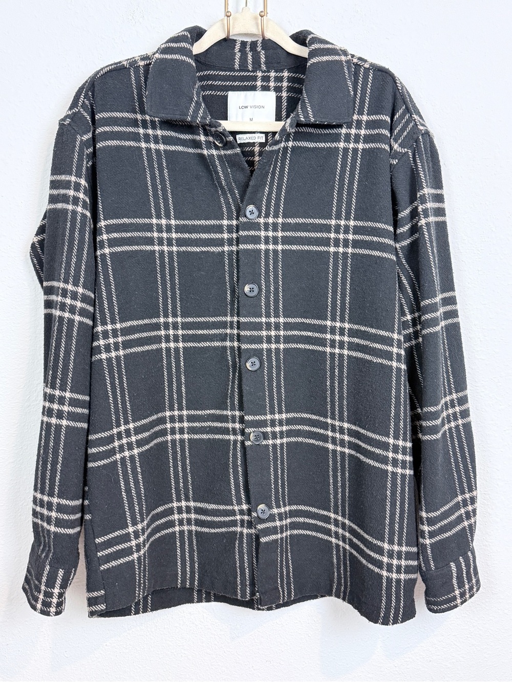 LC Waikiki Vision Men’s Black Plaid Heavy Flannel Button-Down Shirt Jacket M